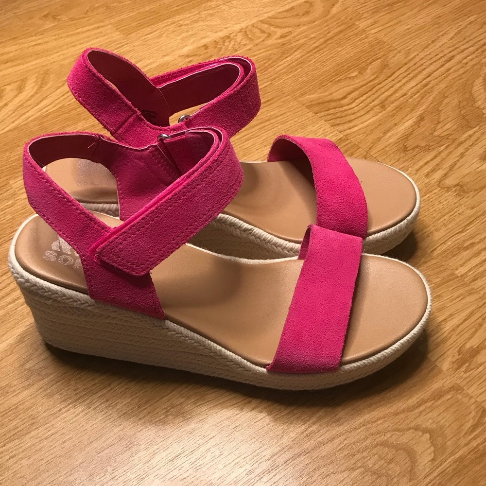🌸 Sorel Cameron Leather Upper Open Toe Wedge Sandals | Women’s Size 8.5 🌸